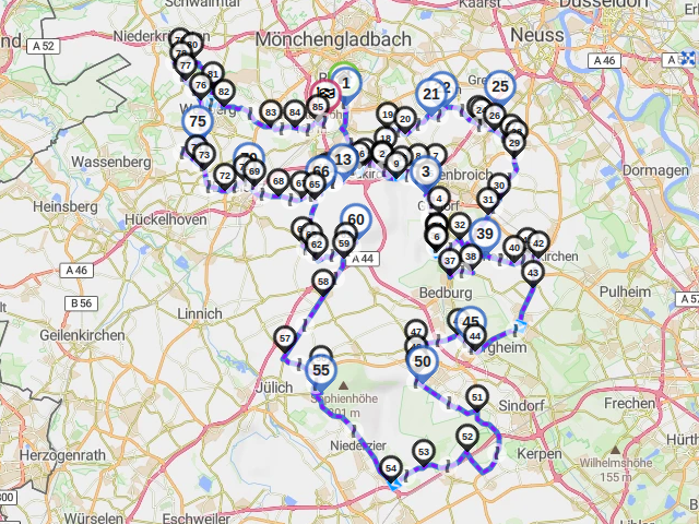 
									Kaart Garzweiler Tour 2022 (hele tour)